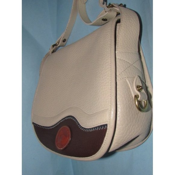 Dooney and Bourke Vintage Brown Ivory Saddle Bag - Picture 6 of 12
